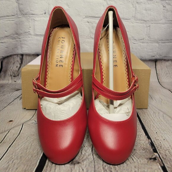 Journee Collection Women's Windy Double Strap Mary Jane Pumps - Picture 1 of 8